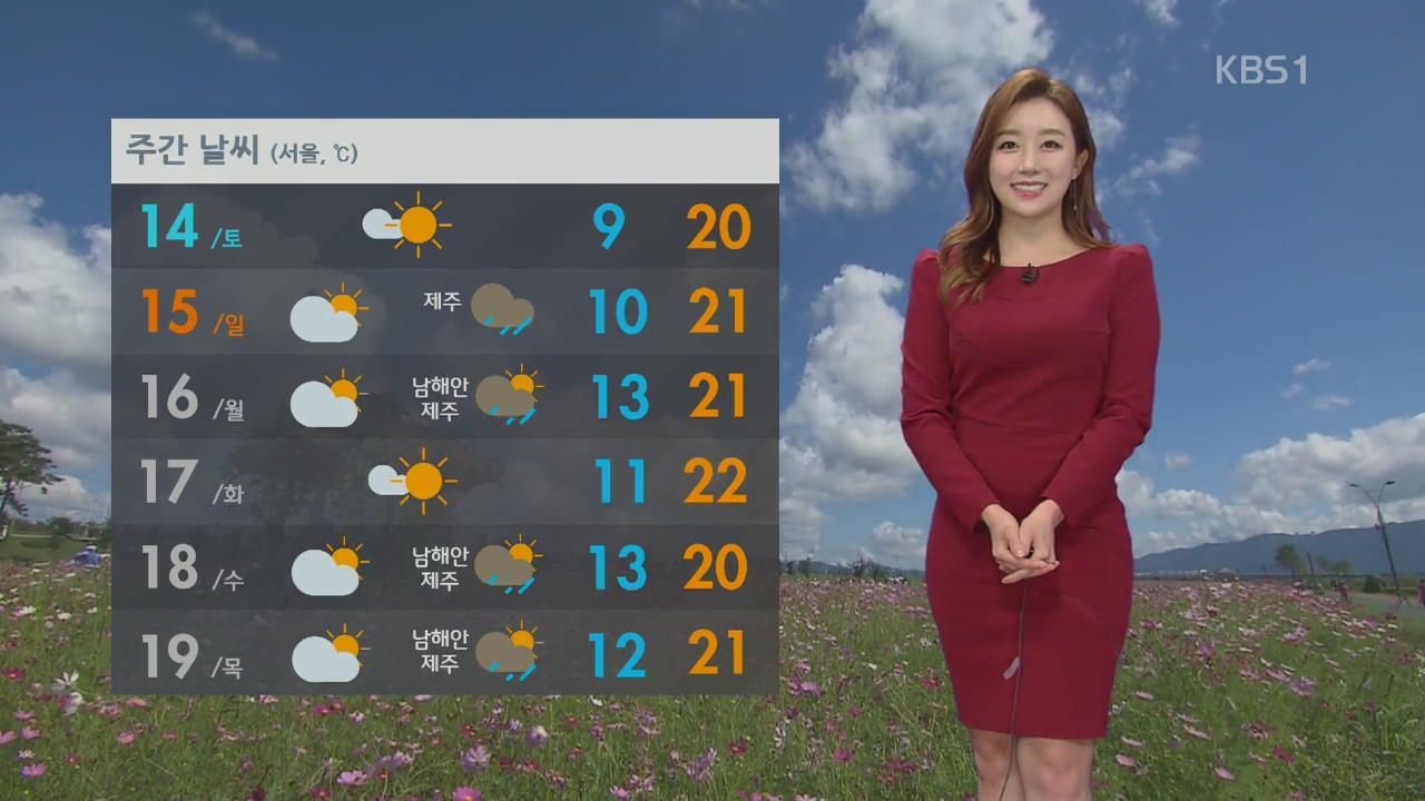 주말 동안 대체로 맑고, 일교차 커…오대산 단풍 절정