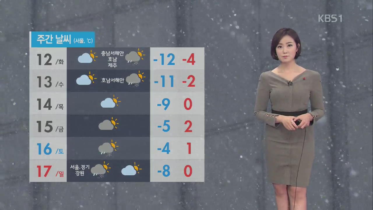 종일 매서운 한파…호남 서해안 최고 15cm 눈