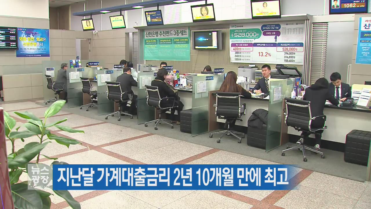 지난달 가계대출금리 2년10개월 만에 최고