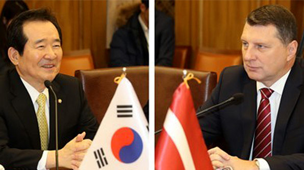 정 의장, 라트비아 대통령 면담…“남북 대화, 비핵화로 발전 노력”