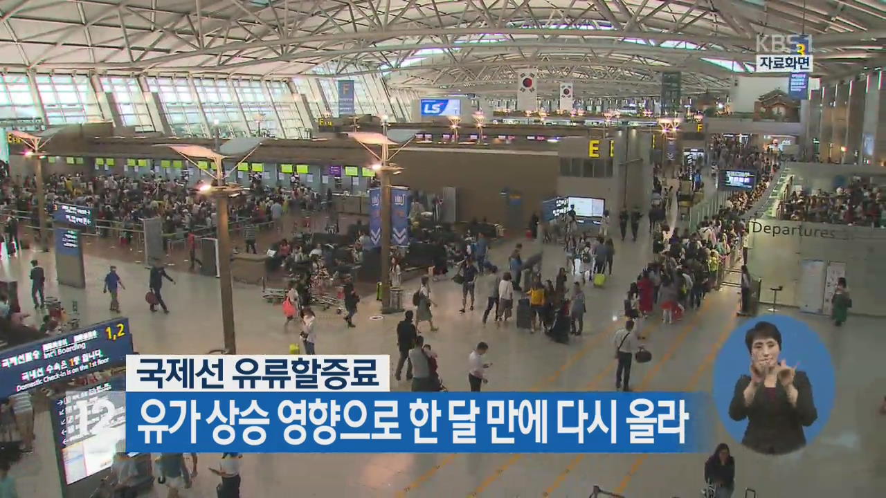 국제선 유류할증료 유가 상승 영향으로 한 달 만에 다시 올라