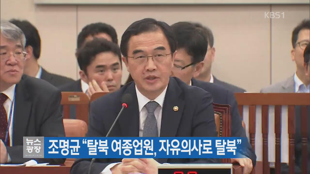 조명균 “탈북 여종업원, 자유 의사로 탈북”