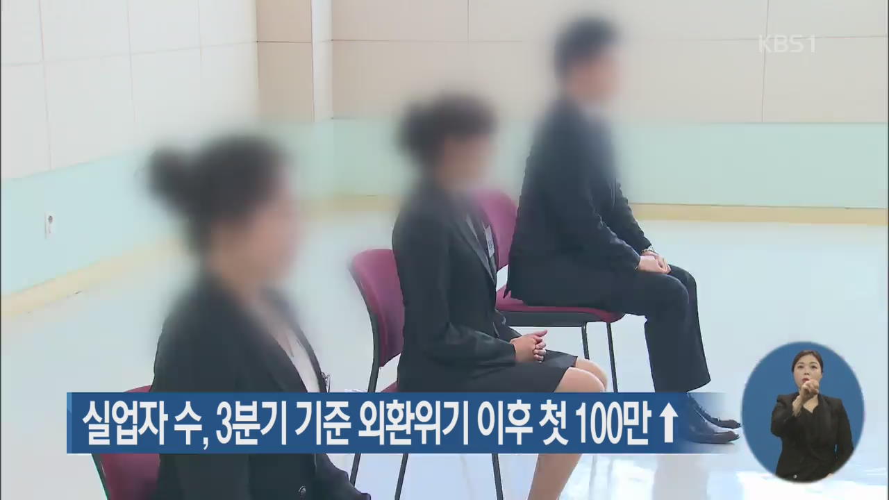 실업자 수, 3분기 기준 외환위기 이후 첫 100만 ↑