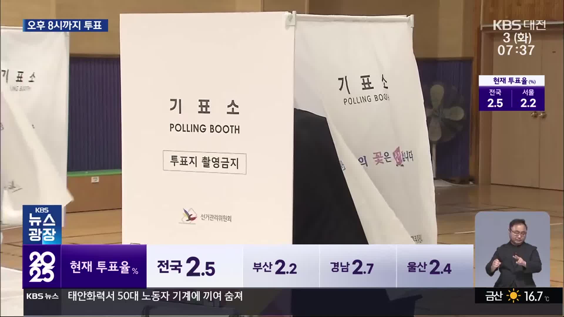 대전·세종·충남 21대 대선 본투표 시작